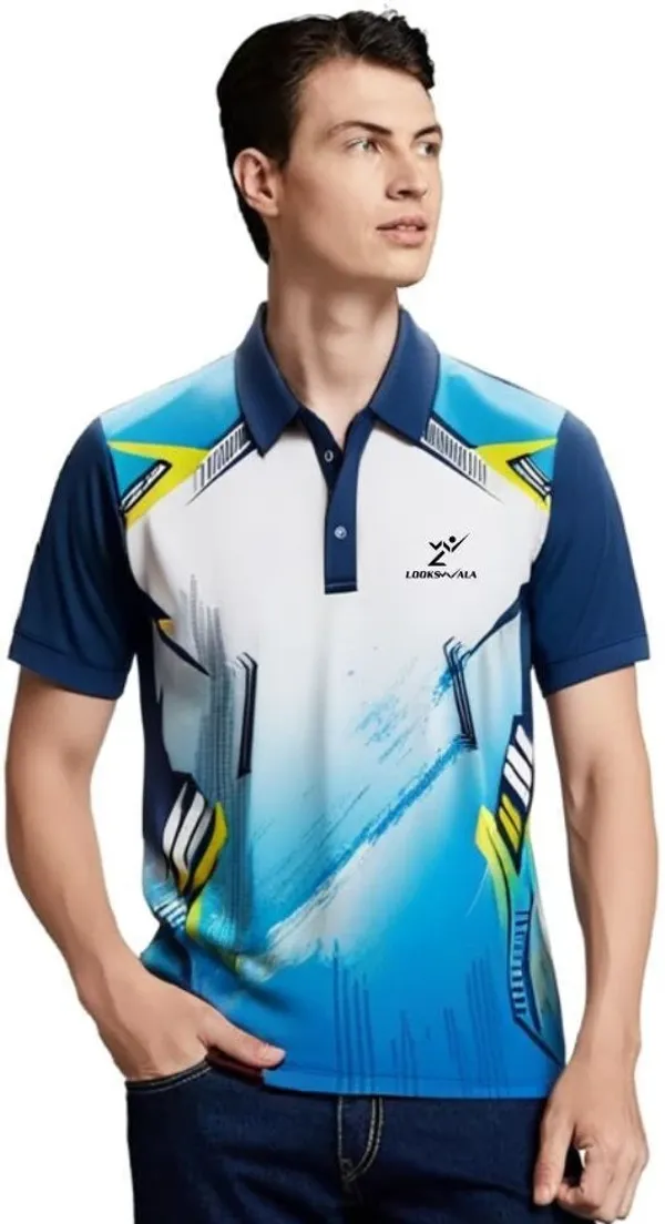 Blue_Polyester_Half_Sleeve_Polo_Neck_Printed_Regular_T-Shirt_For_Men