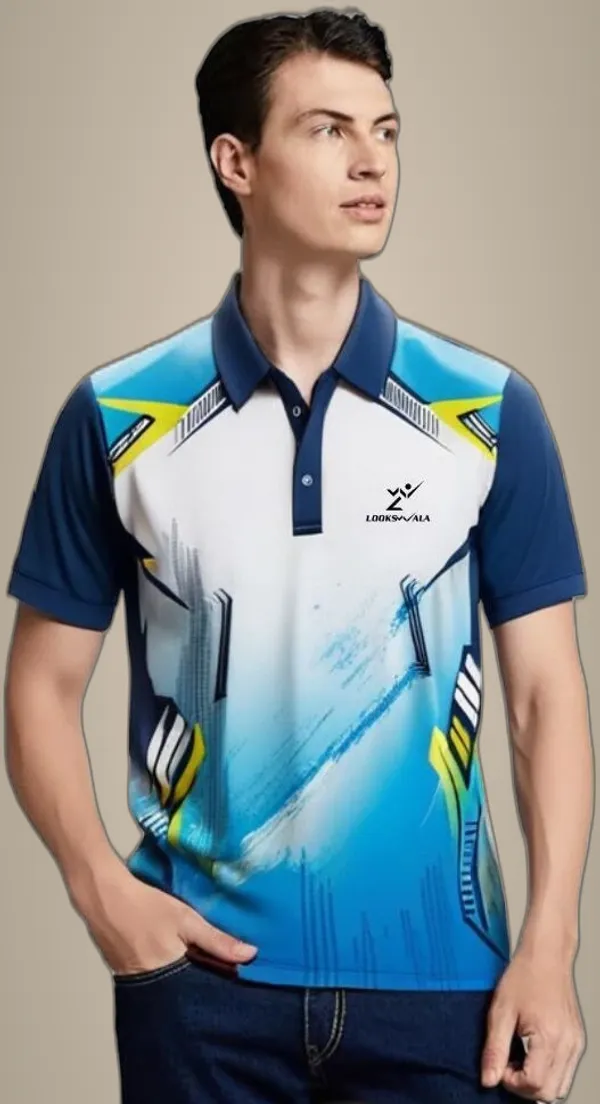 Blue_Polyester_Half_Sleeve_Polo_Neck_Printed_Regular_T-Shirt_For_Men