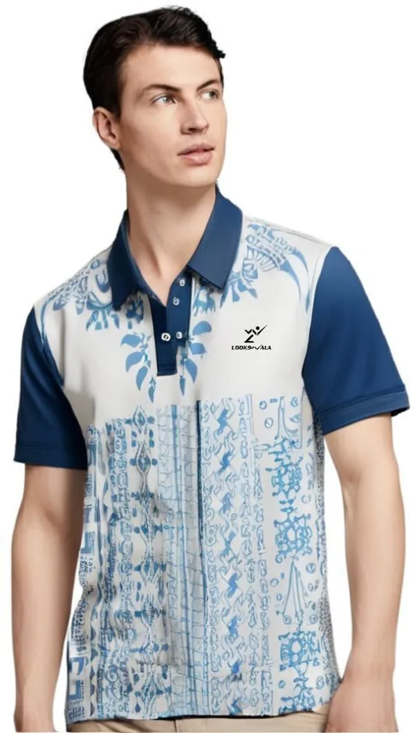 Blue_Polyester_Half_Sleeve_Polo_Neck_Printed_Regular_T-Shirt_For_Men