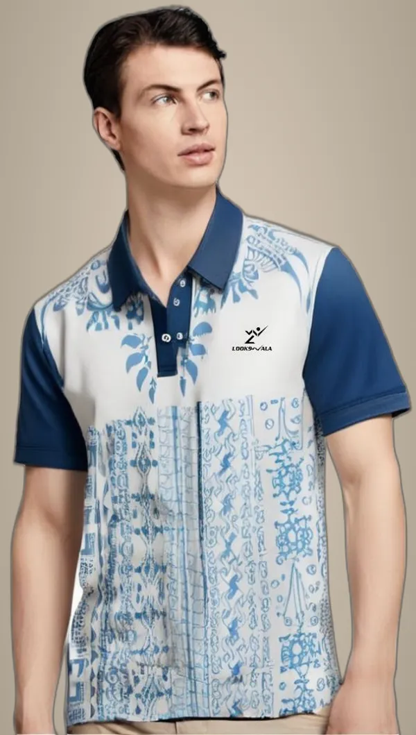 Blue_Polyester_Half_Sleeve_Polo_Neck_Printed_Regular_T-Shirt_For_Men