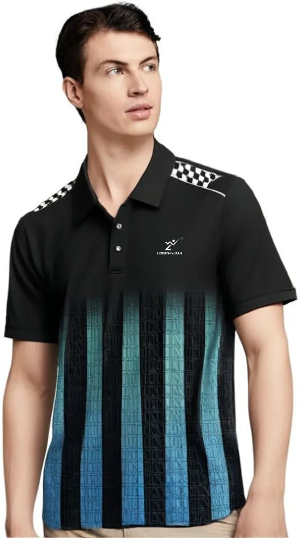 Black_Polyester_Half_Sleeve_Polo_Neck_Printed_Regular_T-Shirt_For_Men
