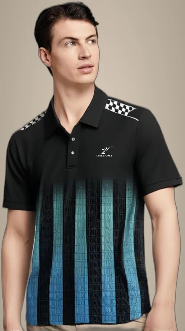 Black_Polyester_Half_Sleeve_Polo_Neck_Printed_Regular_T-Shirt_For_Men