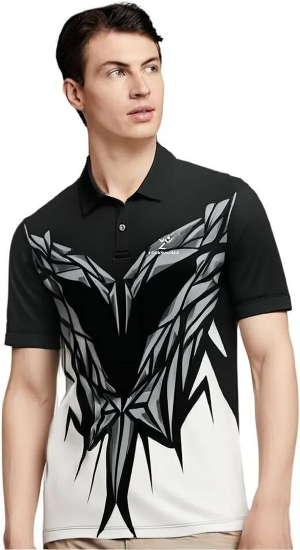 Black_Polyester_Half_Sleeve_Polo_Neck_Printed_Regular_T-Shirt_For_Men