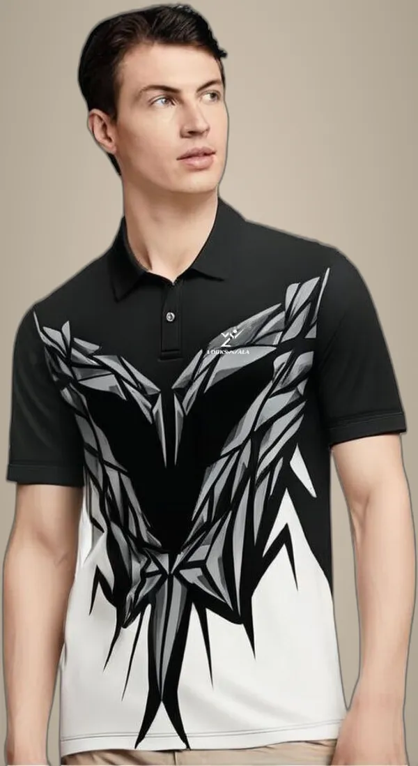 Black_Polyester_Half_Sleeve_Polo_Neck_Printed_Regular_T-Shirt_For_Men
