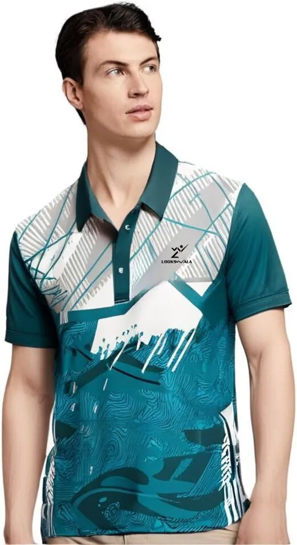 Green_Polyester_Half_Sleeve_Polo_Neck_Printed_Regular_T-Shirt_For_Men