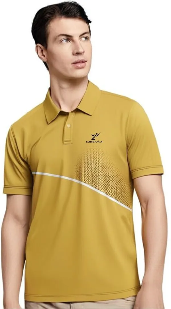 Yellow_Polyester_Half_Sleeve_Polo_Neck_Printed_Regular_T-Shirt_For_Men