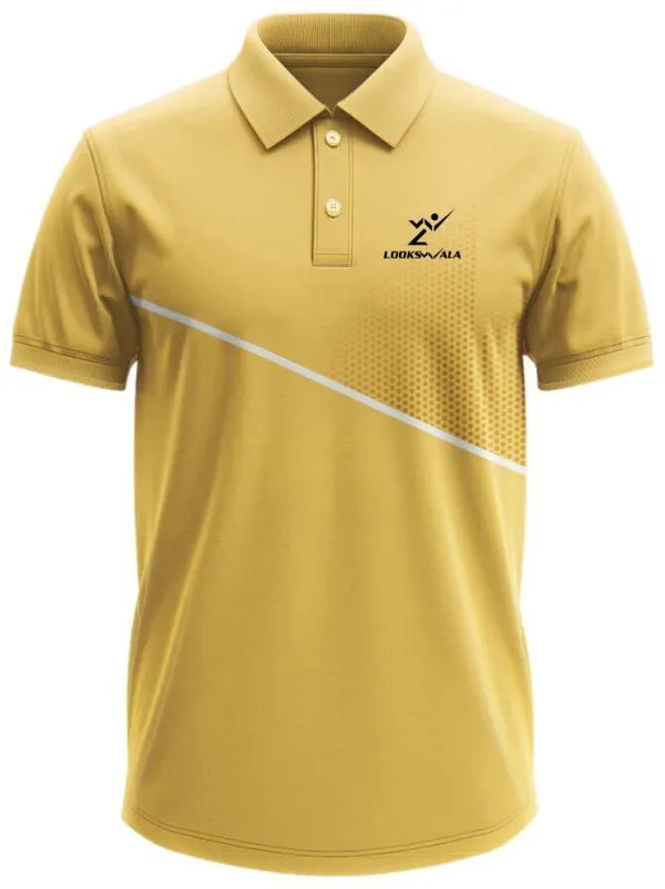 Yellow_Polyester_Half_Sleeve_Polo_Neck_Printed_Regular_T-Shirt_For_Men