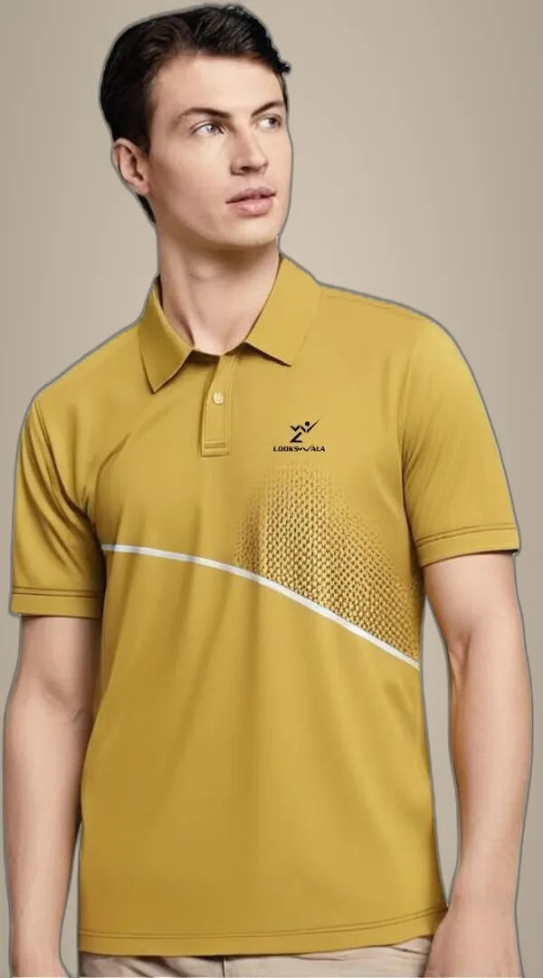 Yellow_Polyester_Half_Sleeve_Polo_Neck_Printed_Regular_T-Shirt_For_Men