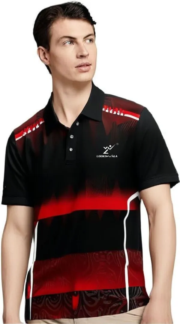 Black_Polyester_Half_Sleeve_Polo_Neck_Printed_Regular_T-Shirt_For_Men