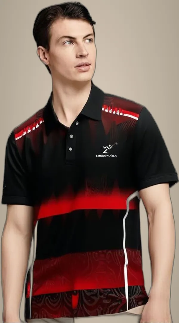 Black_Polyester_Half_Sleeve_Polo_Neck_Printed_Regular_T-Shirt_For_Men
