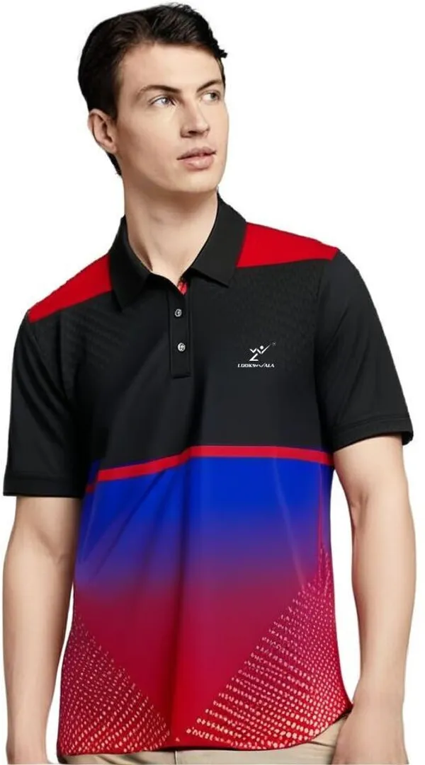 Black_Polyester_Half_Sleeve_Polo_Neck_Printed_Regular_T-Shirt_For_Men