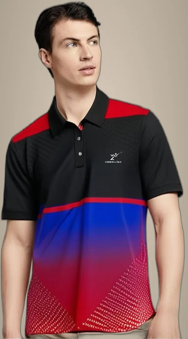 Black_Polyester_Half_Sleeve_Polo_Neck_Printed_Regular_T-Shirt_For_Men