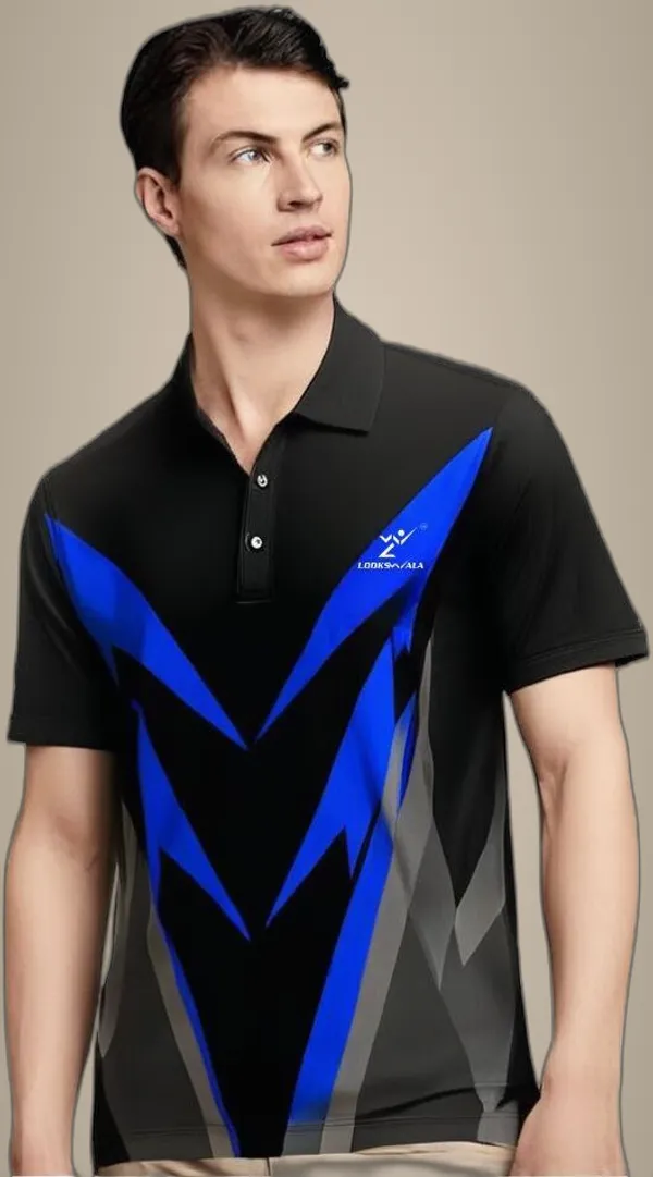 Black_Polyester_Half_Sleeve_Polo_Neck_Printed_Regular_T-Shirt_For_Men