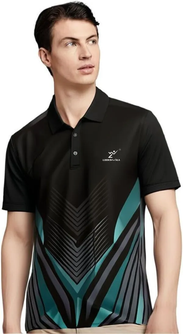 Black_Polyester_Half_Sleeve_Polo_Neck_Printed_Regular_T-Shirt_For_Men