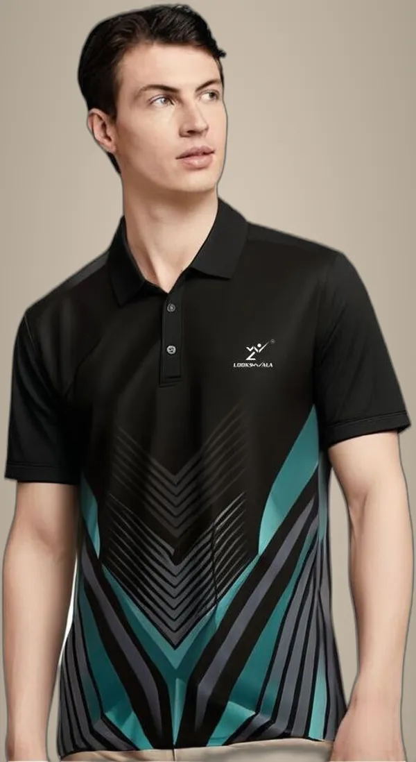 Black_Polyester_Half_Sleeve_Polo_Neck_Printed_Regular_T-Shirt_For_Men