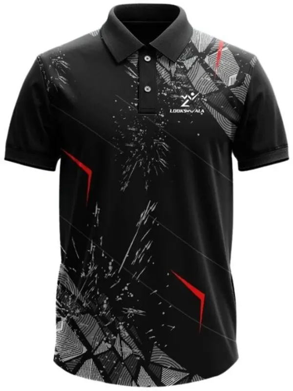 Black_Polyester_Half_Sleeve_Polo_Neck_Printed_Regular_T-Shirt_For_Men