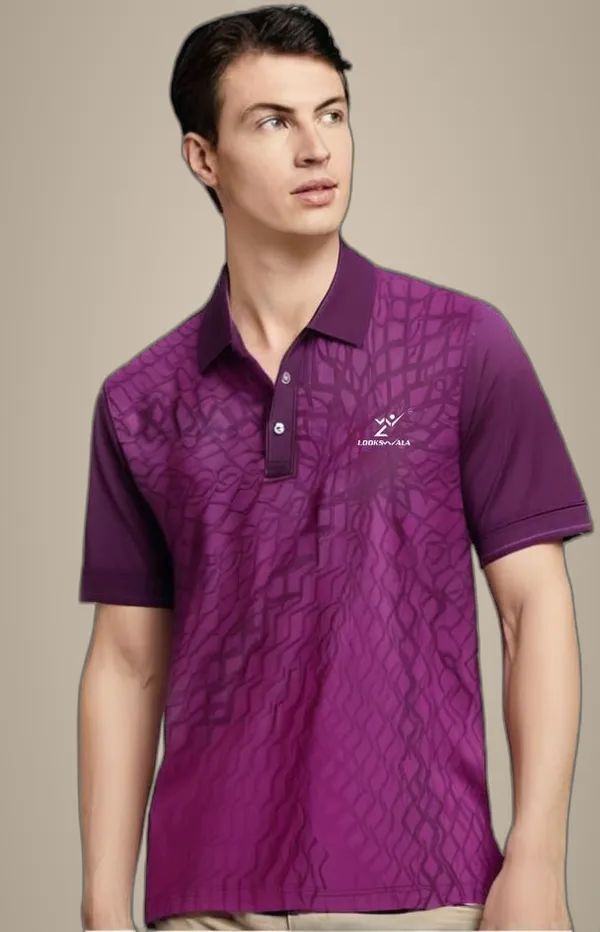 Purple_Polyester_Half_Sleeve_Polo_Neck_Printed_Regular_T-Shirt_For_Men