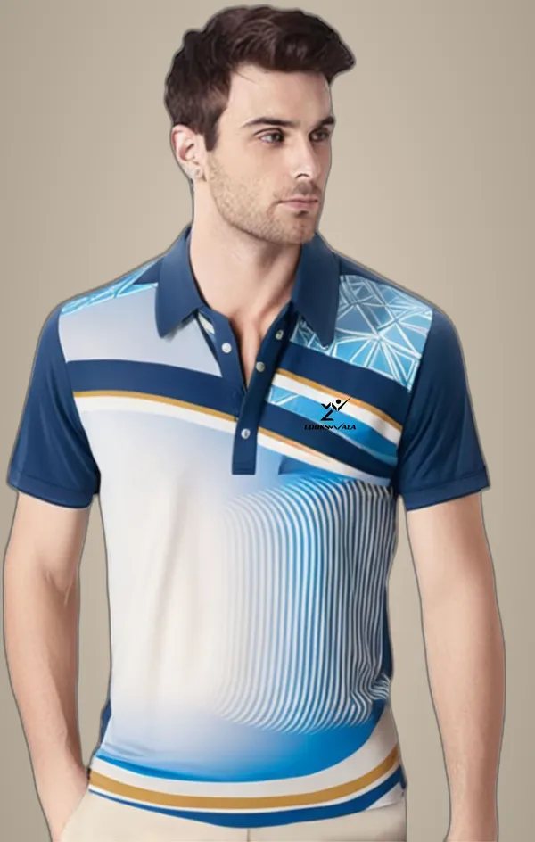 Blue_Polyester_Half_Sleeve_Polo_Neck_Printed_Regular_T-Shirt_For_Men