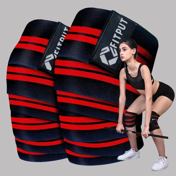 Red_Weight_Lifting_Knee_Wraps_For_Squats_(Red/Black_78_Inches_-_2Pcs)_Unisex_Knee_Bands_For_Sports_Cross_Fit_Training_Gym_Workout_Knee_Support_For_Men_(2_Meters_-_1_Pair)