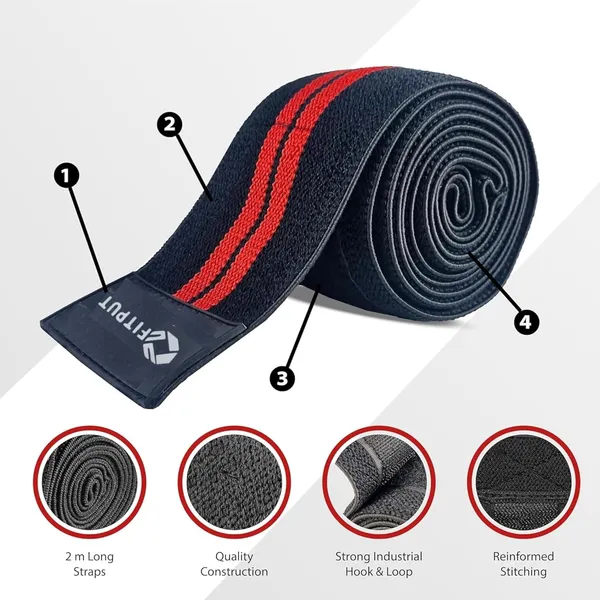 Red_Durable_Gym_Wrist_Band_2Pcs_&_Knee_Wrap_For_Squats_2Cs_Weight_Lifting_Knee_Wraps_Bandage_Combo_For_Sports