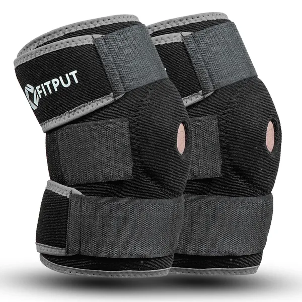 Black_&_Grey_Knee_Support_For_Men_Gym_Knee_Caps_For_Women_For_Pain_Relief_Knee_Pads_For_Women_Open_Patella_Knee_Brace_For_Ligament_Tear