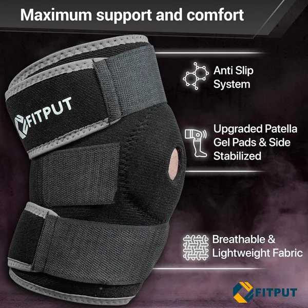 Black_&_Grey_Knee_Support_For_Men_Gym_Knee_Caps_For_Women_For_Pain_Relief_Knee_Pads_For_Women_Open_Patella_Knee_Brace_For_Ligament_Tear