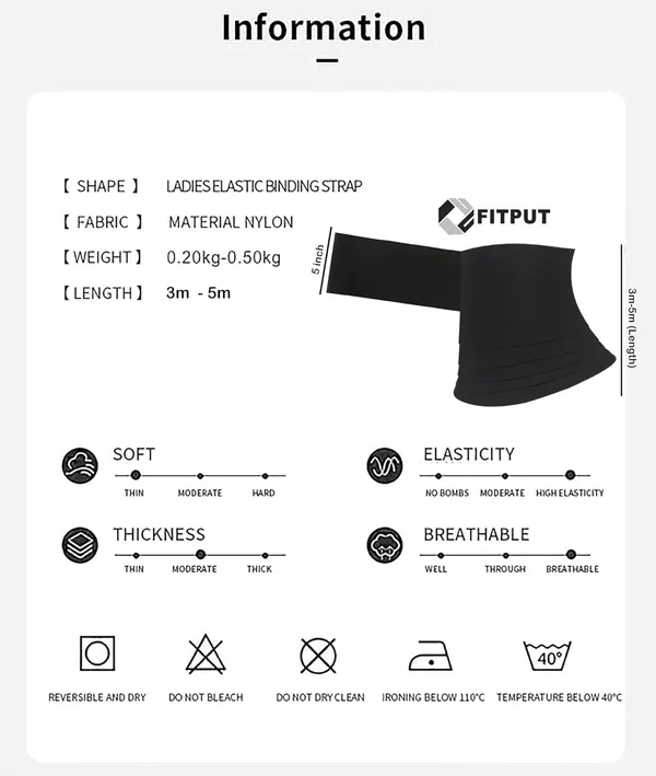 Black_Universal_Tummy_Shaper_Slim_Belt_For_Women_&_Men_-_Belly_Fat_Tucker_Shapewear_Body_Shaper_-_4_Meter_Length