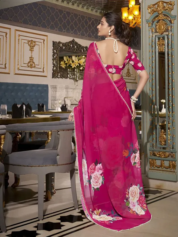 Pink_Georgette_Printed_With_Pearl_Lace_Border_Saree_|_Ethnic_Saree_for_Women