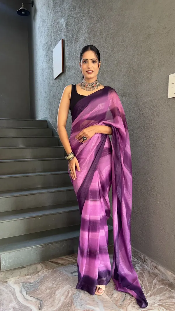 Rangritiya™_Purple_Soft_Georgette_3_Tone_Shade_Ready_To_Wear_Saree_For_Women_&_Girls_|_Ethnic_Saree_for_Women