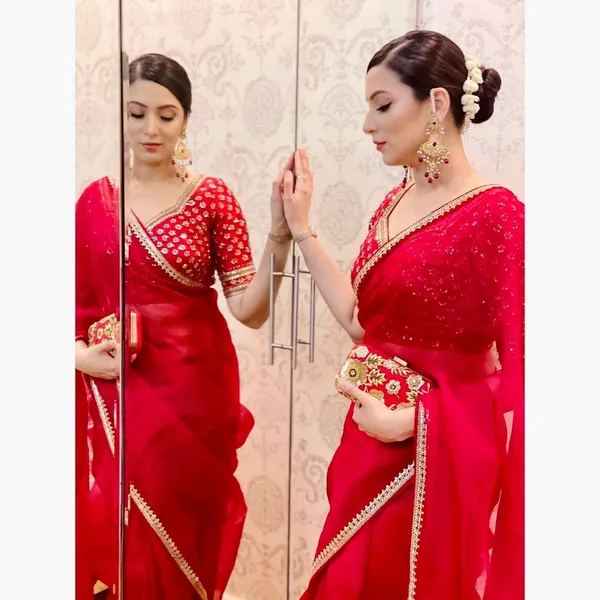 Red_Heavy_Organza_Silk_Saree_with_Thread_&_Sequins_Work_and_Mono_Benglori_Silk_Blouse_–_Designer_Festive_Collection