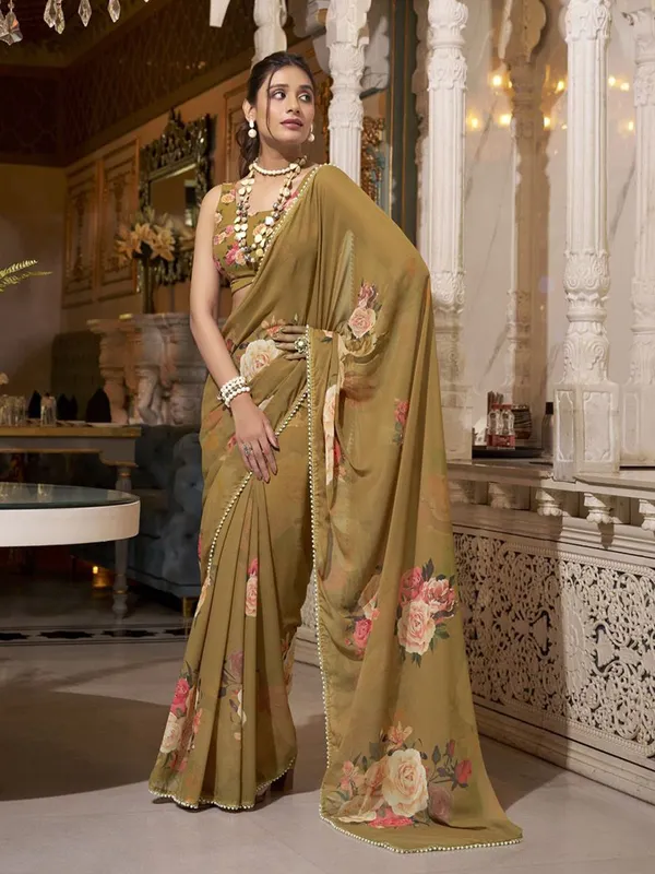 Brown_Georgette_Printed_With_Pearl_Lace_Border_Saree_|_Ethnic_Saree_for_Women