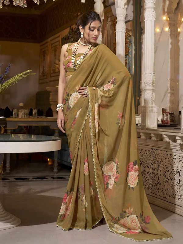 Brown_Georgette_Printed_With_Pearl_Lace_Border_Saree_|_Ethnic_Saree_for_Women