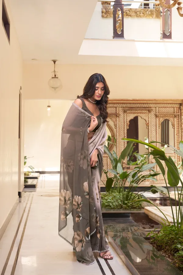 Coffee_Weightless_Printed_Saree_|_Floral_Lace_Border_Ethnic_Drape