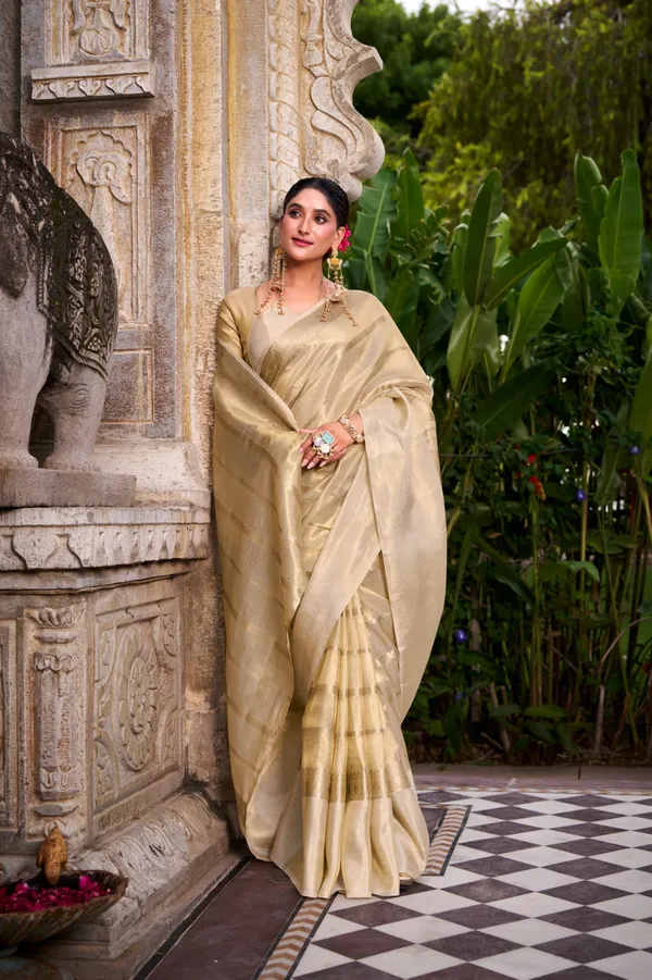 Gold_Tissue_Saree_with_Rich_Zari_Weaving_Work_&_Matching_Blouse