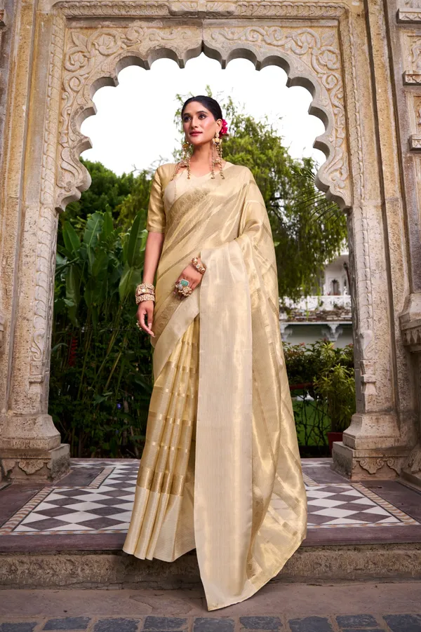Gold_Tissue_Saree_with_Rich_Zari_Weaving_Work_&_Matching_Blouse