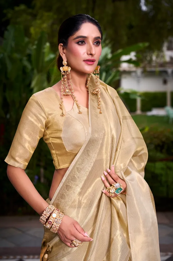 Gold_Tissue_Saree_with_Rich_Zari_Weaving_Work_&_Matching_Blouse