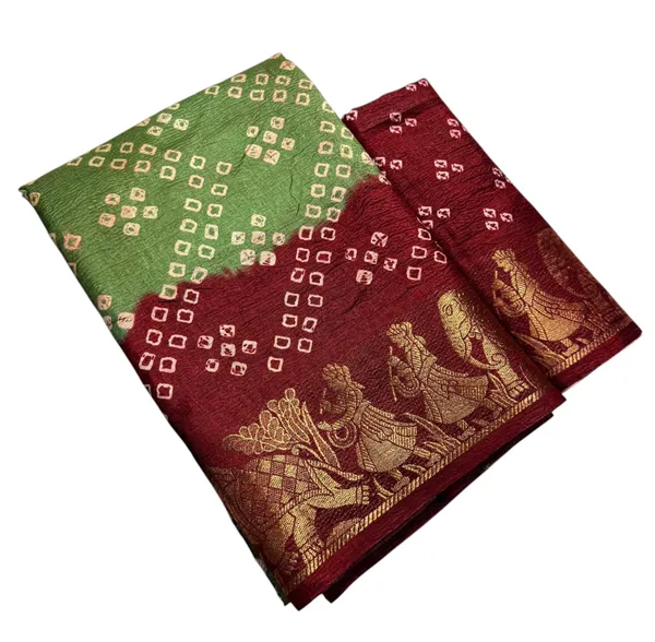 Green_&_Maroon_Premium_Crave_Crush_Saree_with_Golden_Zari_Border