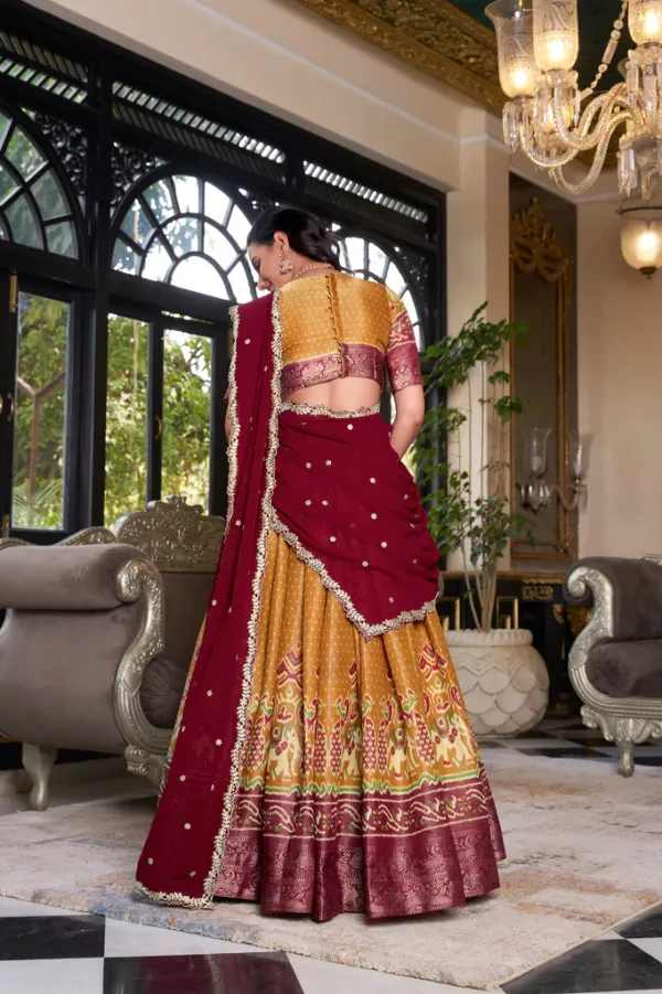 Mustard_Regal_Kanchipuram_Zari_Woven_Half_Saree_Set_with_Embroidered_Georgette_Dupatta
