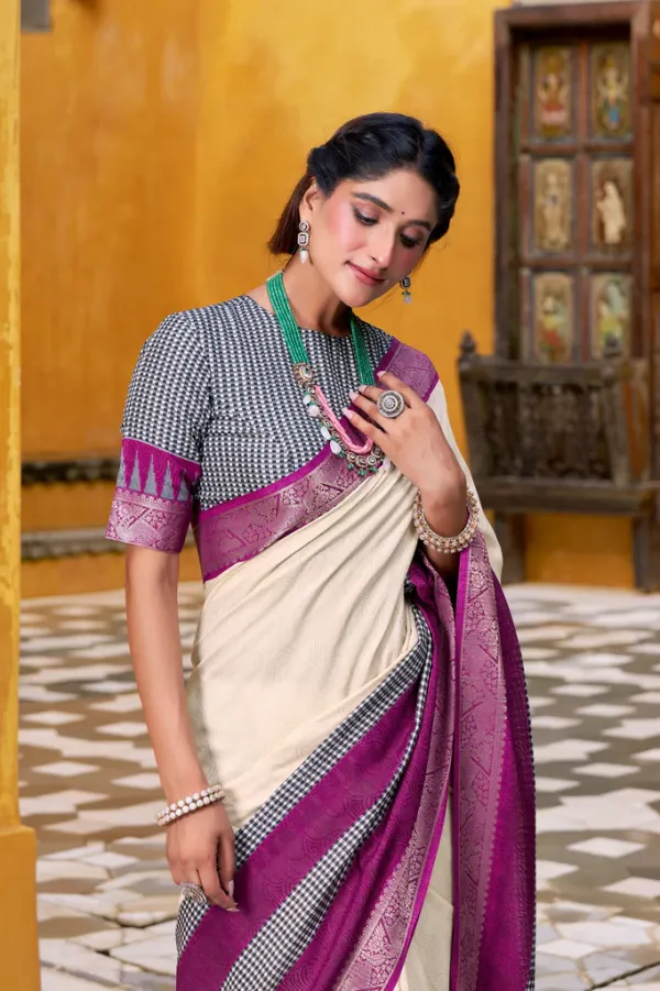 Off-White_Elegant_Poly_Cotton_Saree_with_Printed_&_Zari_Weaving_Work_&_Contrast_Border