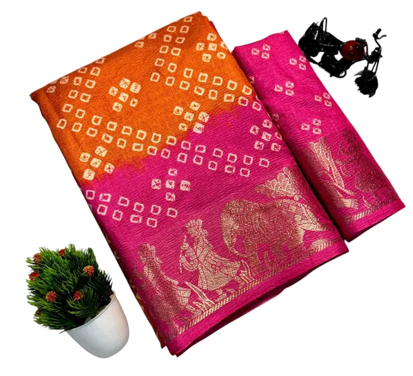 Orange_&_Pink_Premium_Dola_Silk_Crave_Crush_Saree_with_Golden_Jacquard_Border