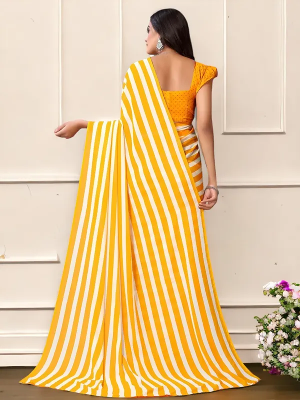Yellow_Soft_Georgette_Striped_Printed_Saree_|_Ethnic_Saree_for_Women
