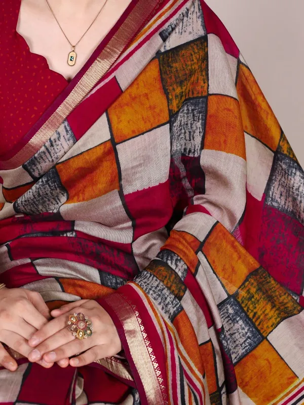 Maroon_Polyester_Viscose_Chanderi_Printed_With_Temple_Border_Saree_For_Women_&_Girls_|_Ethnic_Saree_for_Women