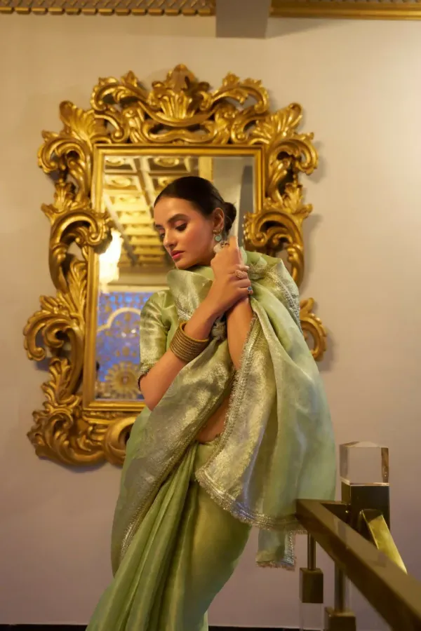 Pista_Green_Tissue_Shimmer_Zari_Woven_Saree_with_Sequined_Lace_&_Unstitched_Blouse_–_Pastel_Elegance