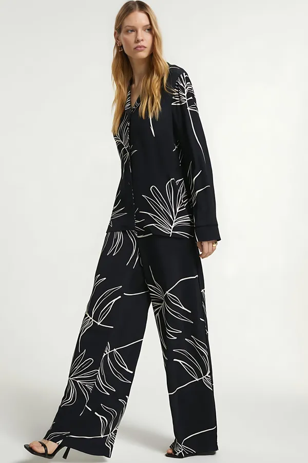 Black_&_White_Palm_Printed_Cotton_Co‑ord_Set