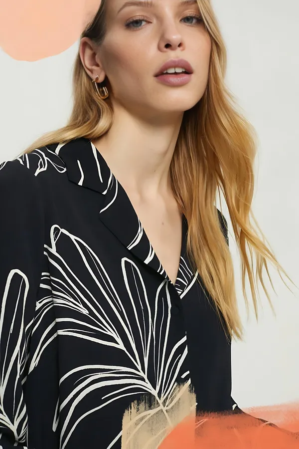Black_&_White_Palm_Printed_Cotton_Co‑ord_Set