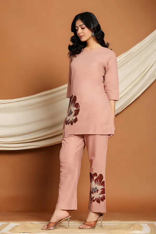 Blush_Bloom_Co-ord_Set_-_Peach_Floral_Kurti_Pant_Set_for_Women