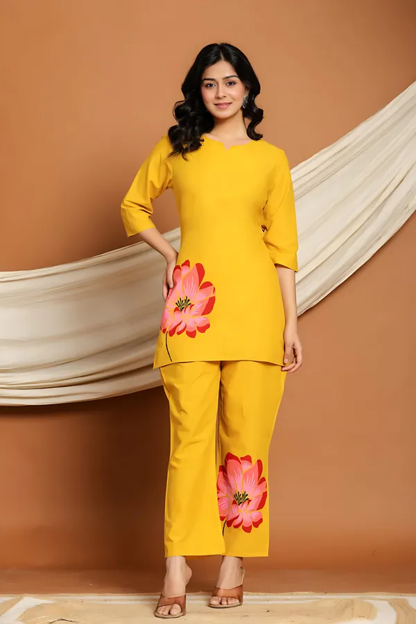 Mustard_Co-ord_Set_–_Hand-Painted_Floral_Elegance