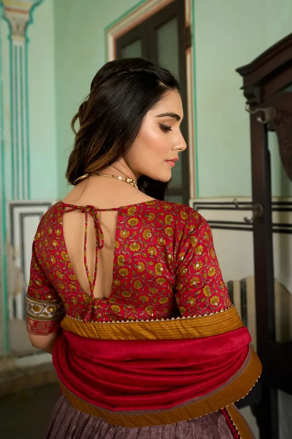 Tussar_Silk_Kashmiri_Print_Lehenga_Choli_with_Dupatta_&_Heavy_Flair