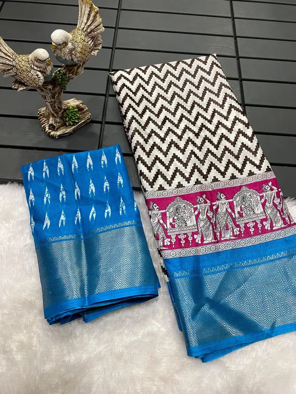 Blue_&_Pink_Soft_Dola_Cotton_Printed_Saree_For_Women_&_Girls