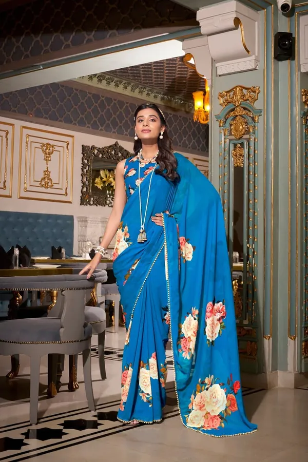 Firozi_Georgette_Printed_With_Pearl_Lace_Border_Saree_|_Ethnic_Saree_for_Women